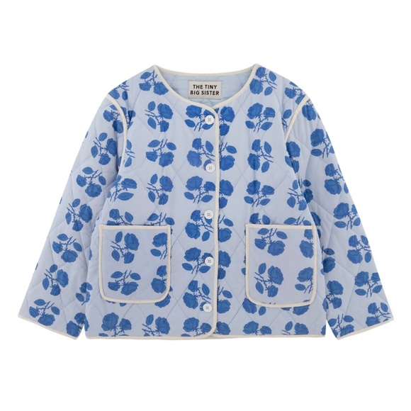 The Tiny Big Sister “Rodeo Roses” Blue Floral Quilted Jacket - Picture 3 of 12